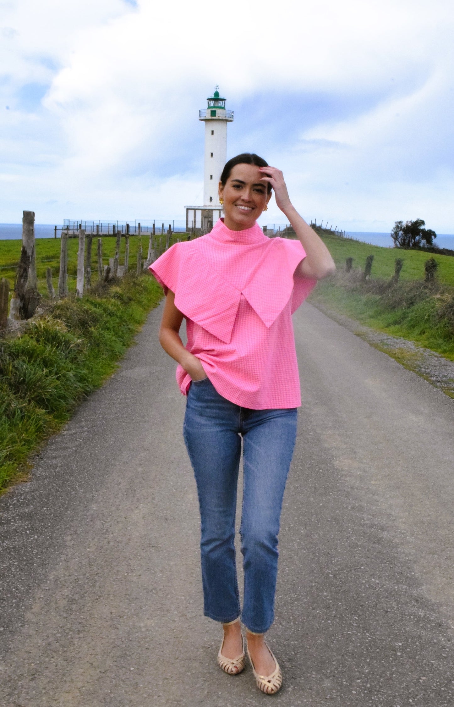 FLAVIA BLOUSE - PINK FLUOR VICHY