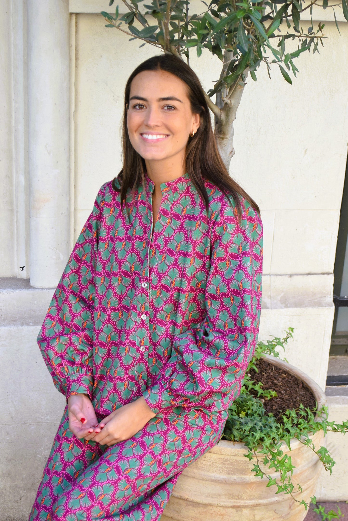 CAMISA GRETA - ROSA Y VERDE
