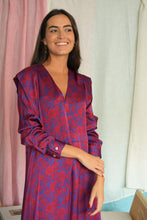 Cargar imagen en el visor de la galería, VESTIDO CARLOTA - GRANATE Y AZUL -
