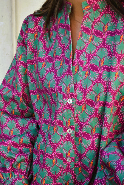 CAMISA GRETA - ROSA Y VERDE