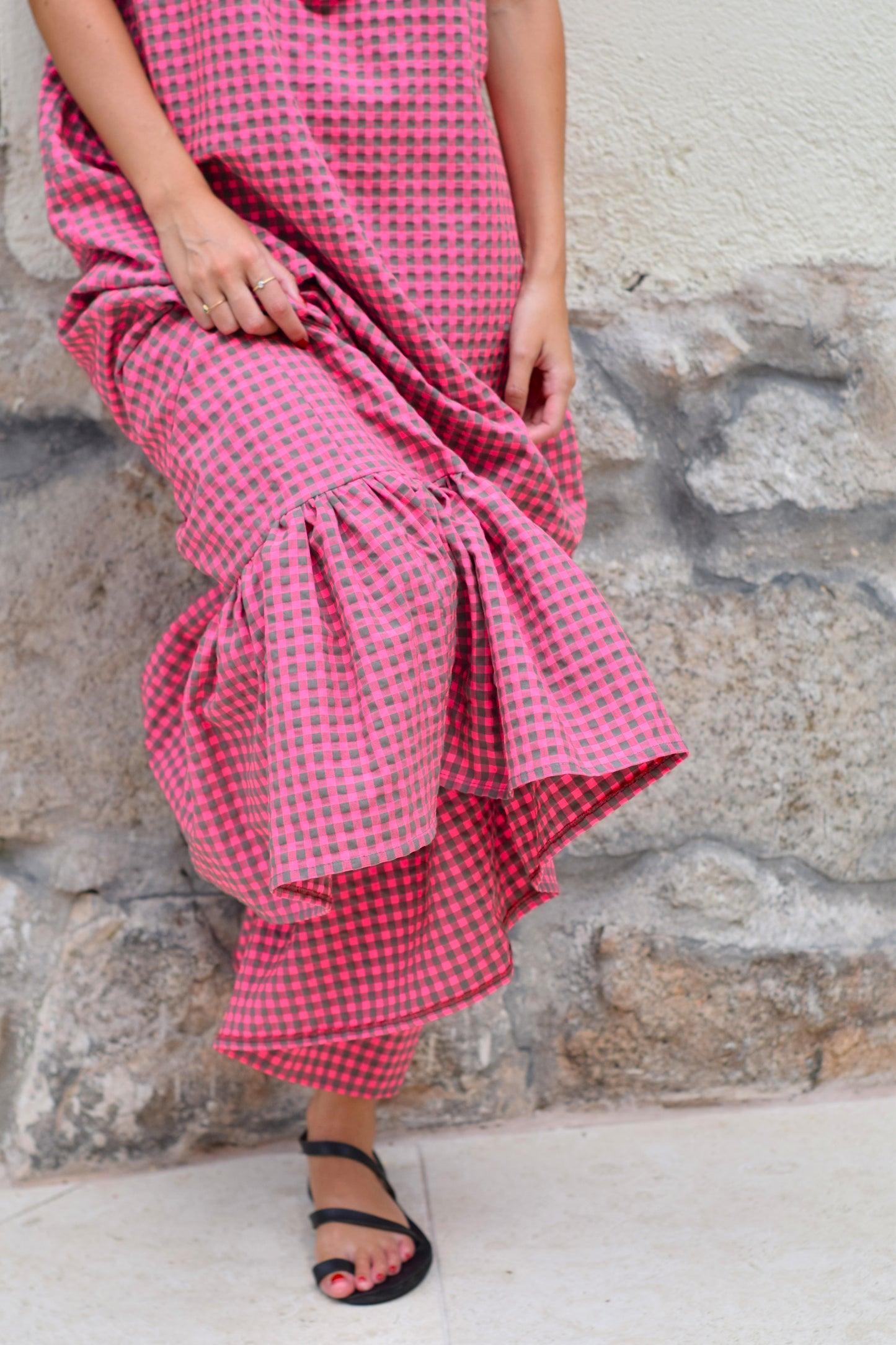 VESTIDO LOLA - VICHY FUCSIA - PREORDER 10 JULIO