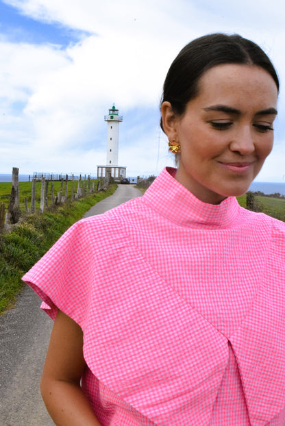 FLAVIA BLOUSE - PINK FLUOR VICHY