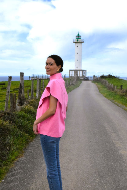 FLAVIA BLOUSE - PINK FLUOR VICHY