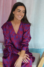 Cargar imagen en el visor de la galería, VESTIDO CARLOTA - GRANATE Y AZUL -
