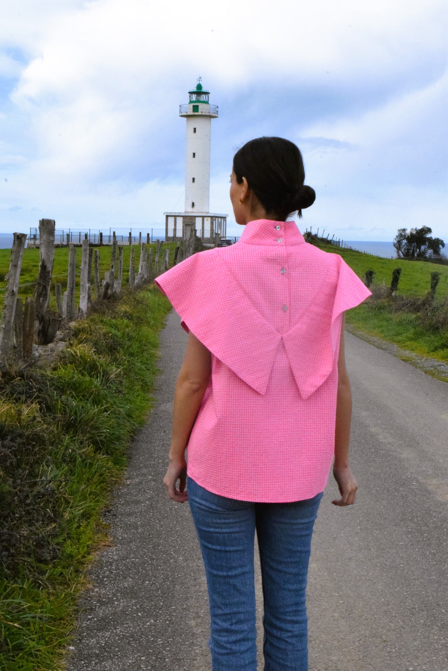 FLAVIA BLOUSE - PINK FLUOR VICHY
