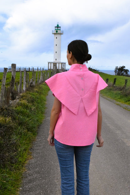 FLAVIA BLOUSE - PINK FLUOR VICHY