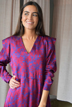 Cargar imagen en el visor de la galería, VESTIDO CARLOTA - GRANATE Y AZUL -

