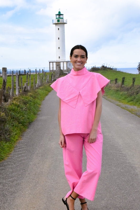 FLAVIA BLOUSE - PINK FLUOR VICHY