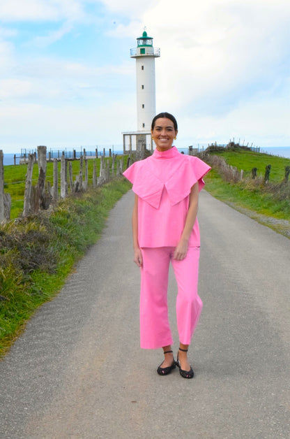 FLAVIA BLOUSE - PINK FLUOR VICHY