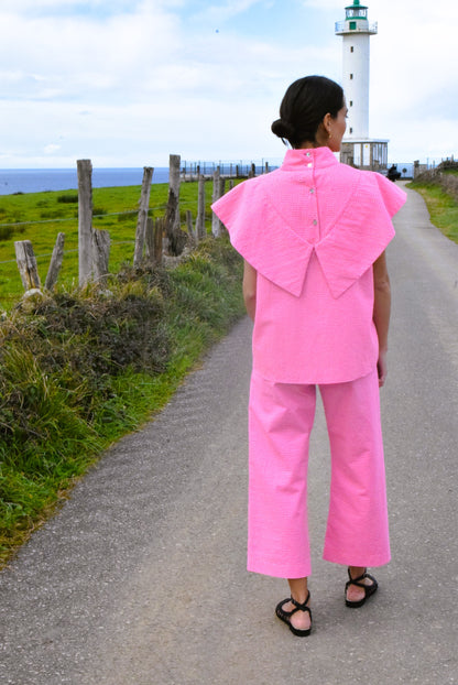 FLAVIA BLOUSE - PINK FLUOR VICHY