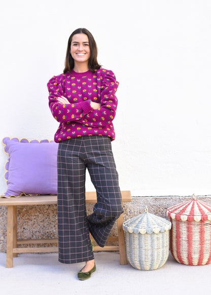 PANTALONES SOL - GRIS CON ROSA -