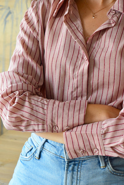 CAMISA TURÍN - RAYAS ROSAS