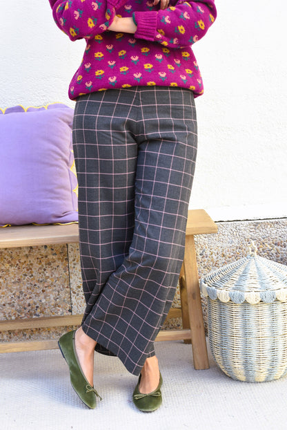 PANTALONES SOL - GRIS CON ROSA -