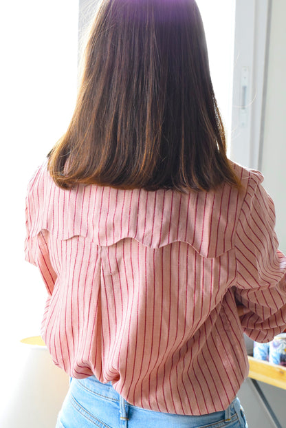 CAMISA TURÍN - RAYAS ROSAS