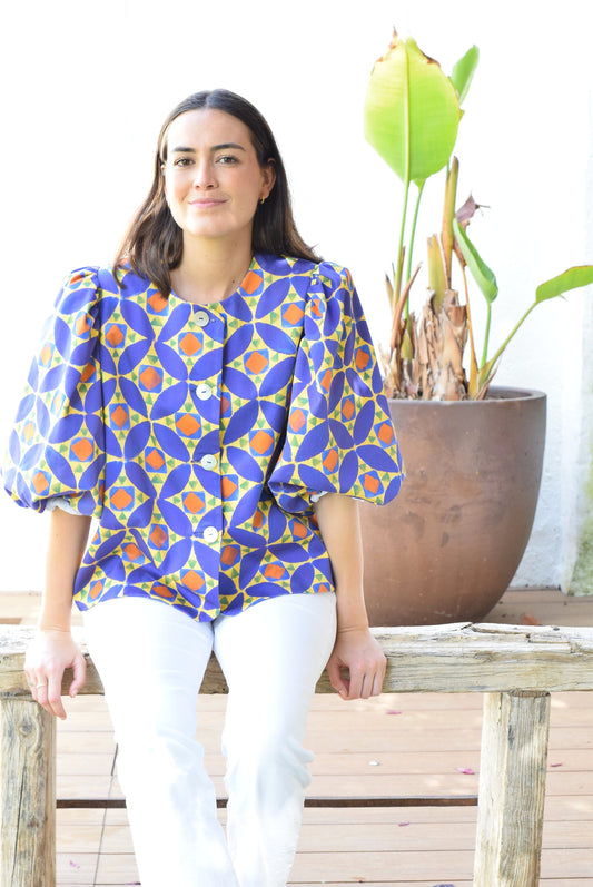 BLUSA HILDA - MORADA Y AMARILLA -