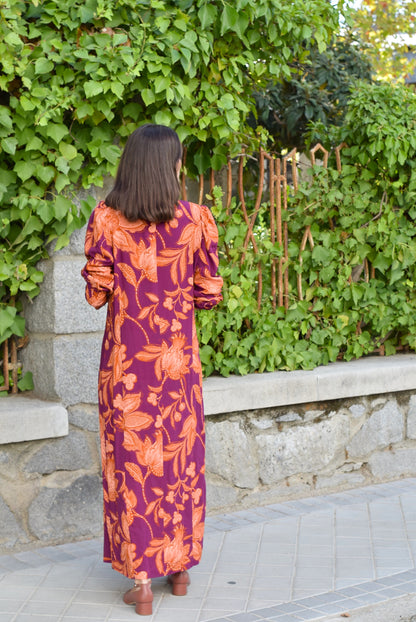VESTIDO FABIOLA - MORADO Y NARANJA
