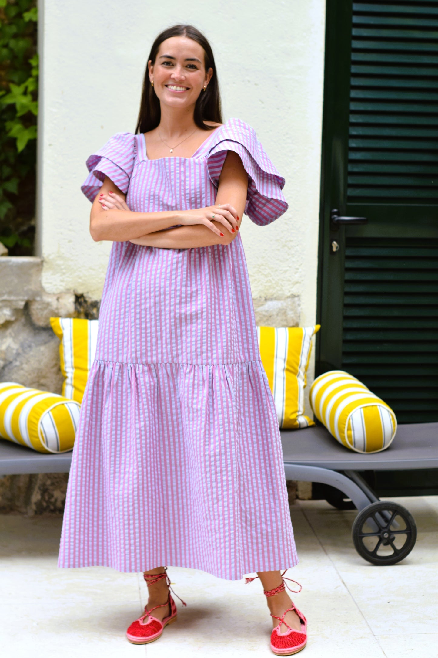 VESTIDO EMILIA - RAYAS AZUL - PREORDER 10 JULIO