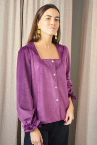 BLUSA CLAUDIA - TERCIOPELO BERENJENA -