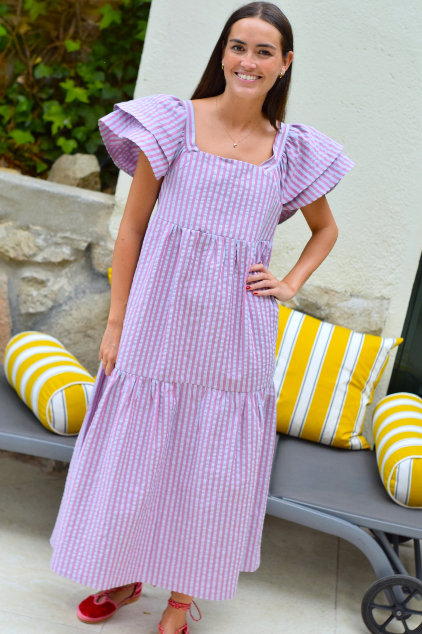 VESTIDO EMILIA - RAYAS AZUL - PREORDER 10 JULIO