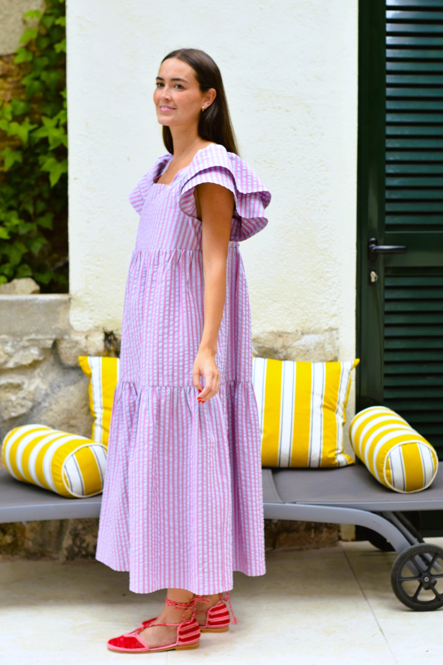 VESTIDO EMILIA - RAYAS AZUL - PREORDER 10 JULIO