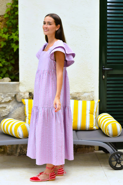 VESTIDO EMILIA - RAYAS AZUL - PREORDER 10 JULIO