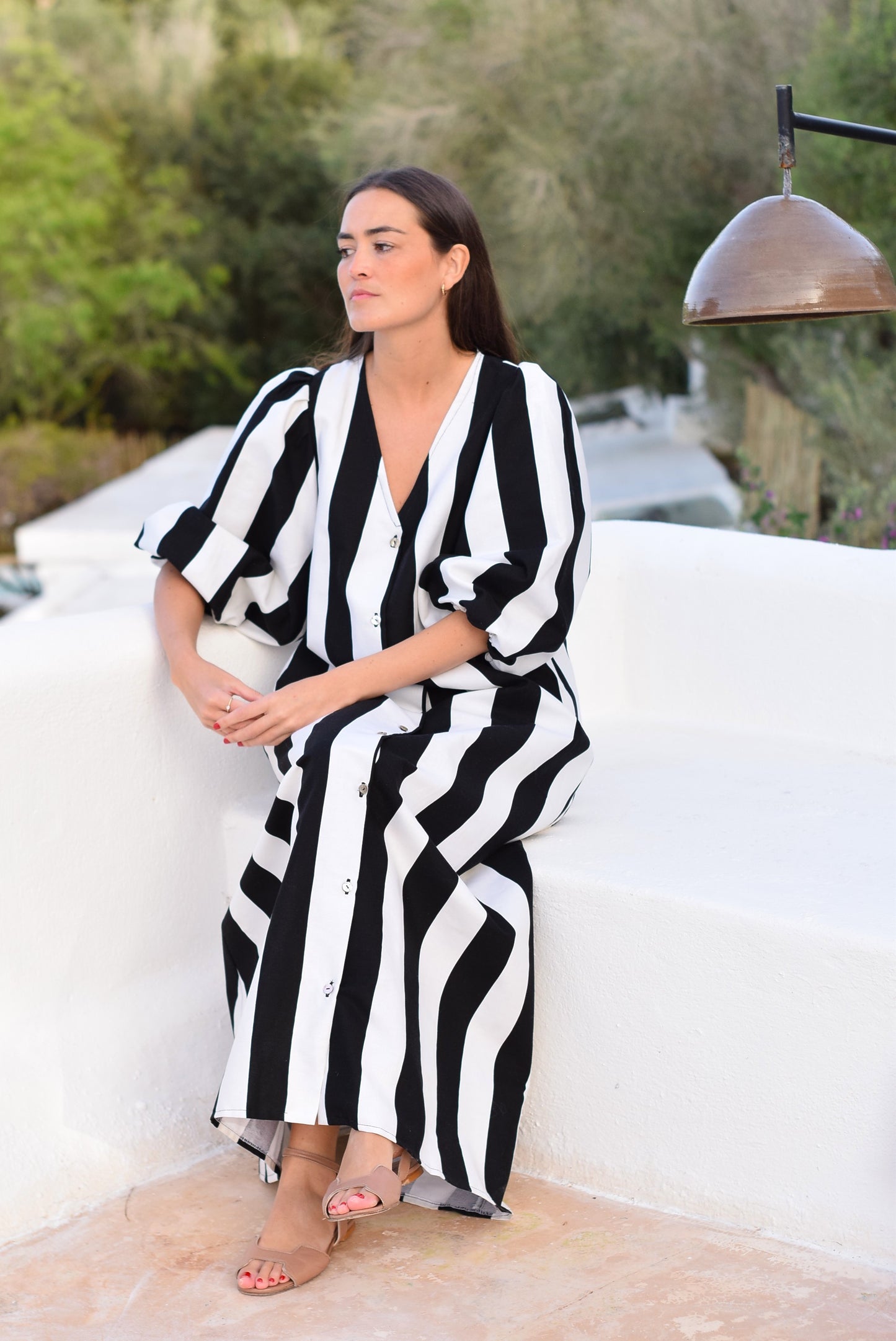 VESTIDO EUGENIA - RAYAS NEGRAS Y BLANCAS -
