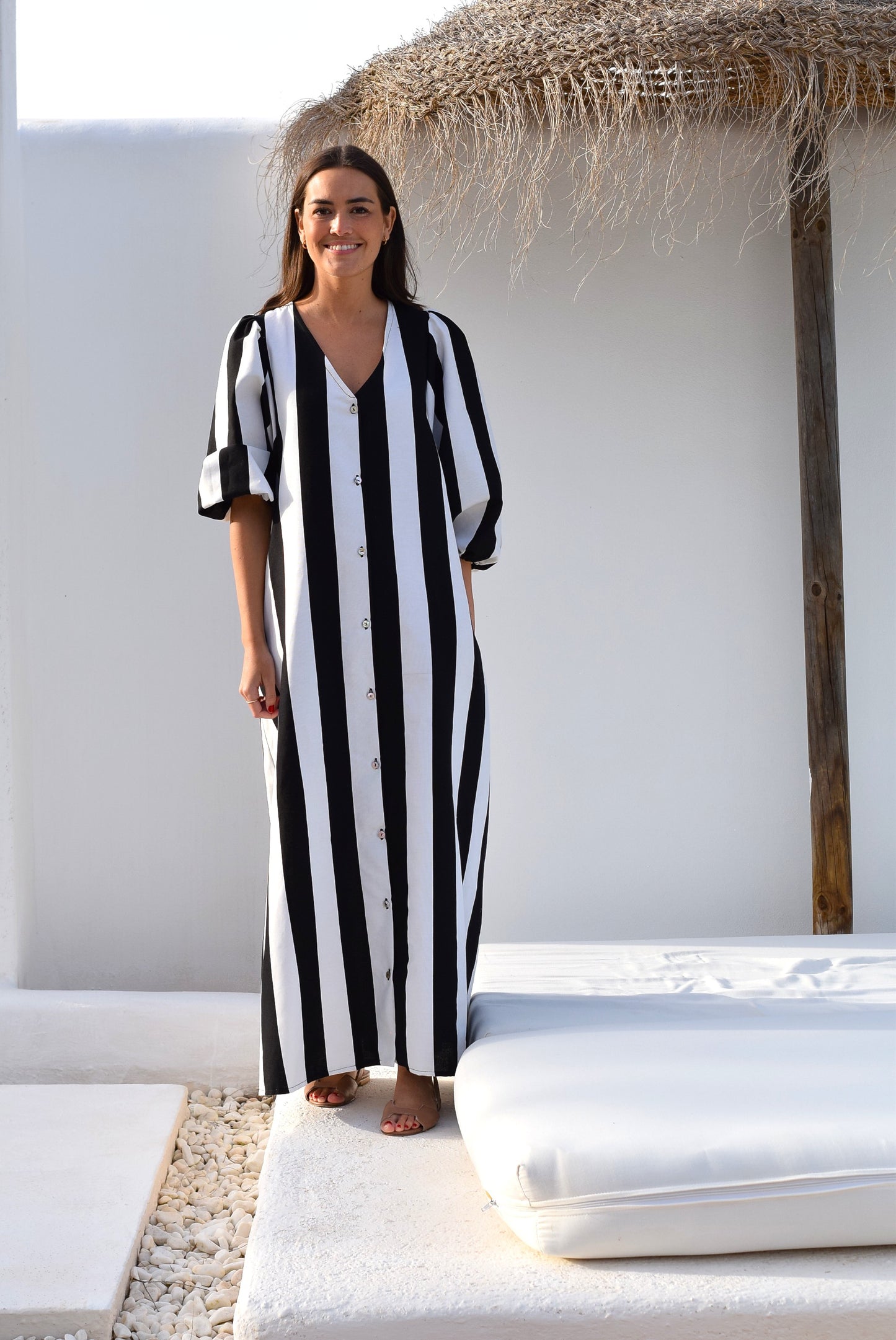 VESTIDO EUGENIA - RAYAS NEGRAS Y BLANCAS -