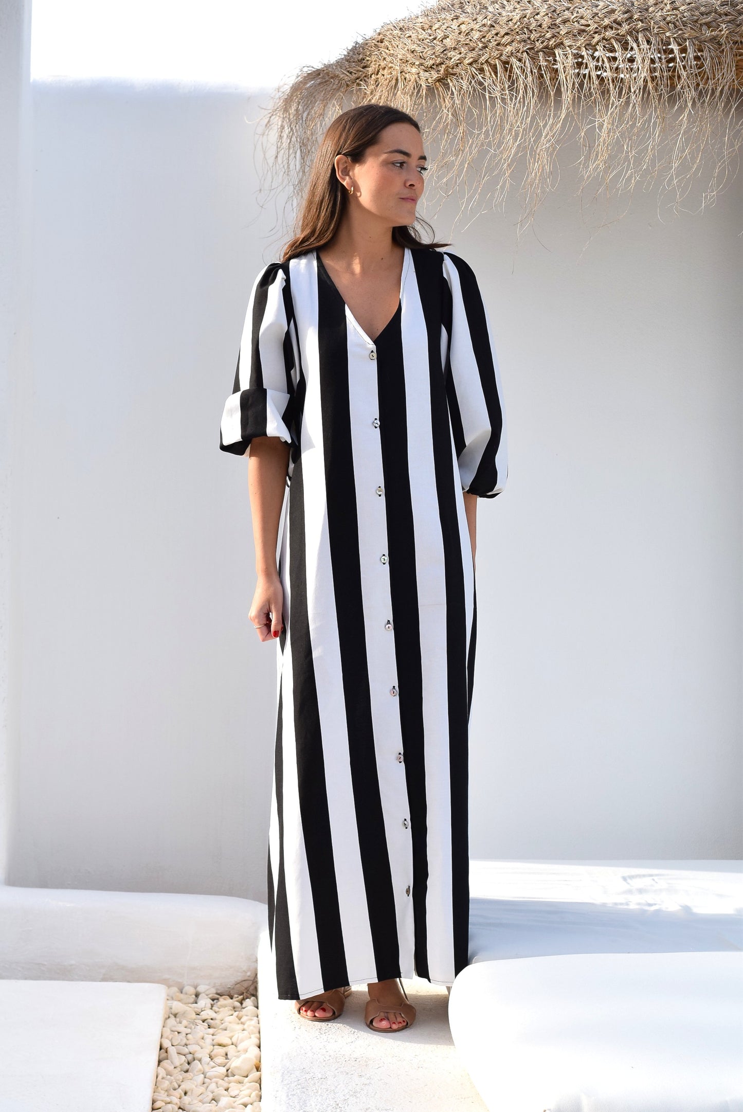 VESTIDO EUGENIA - RAYAS NEGRAS Y BLANCAS -