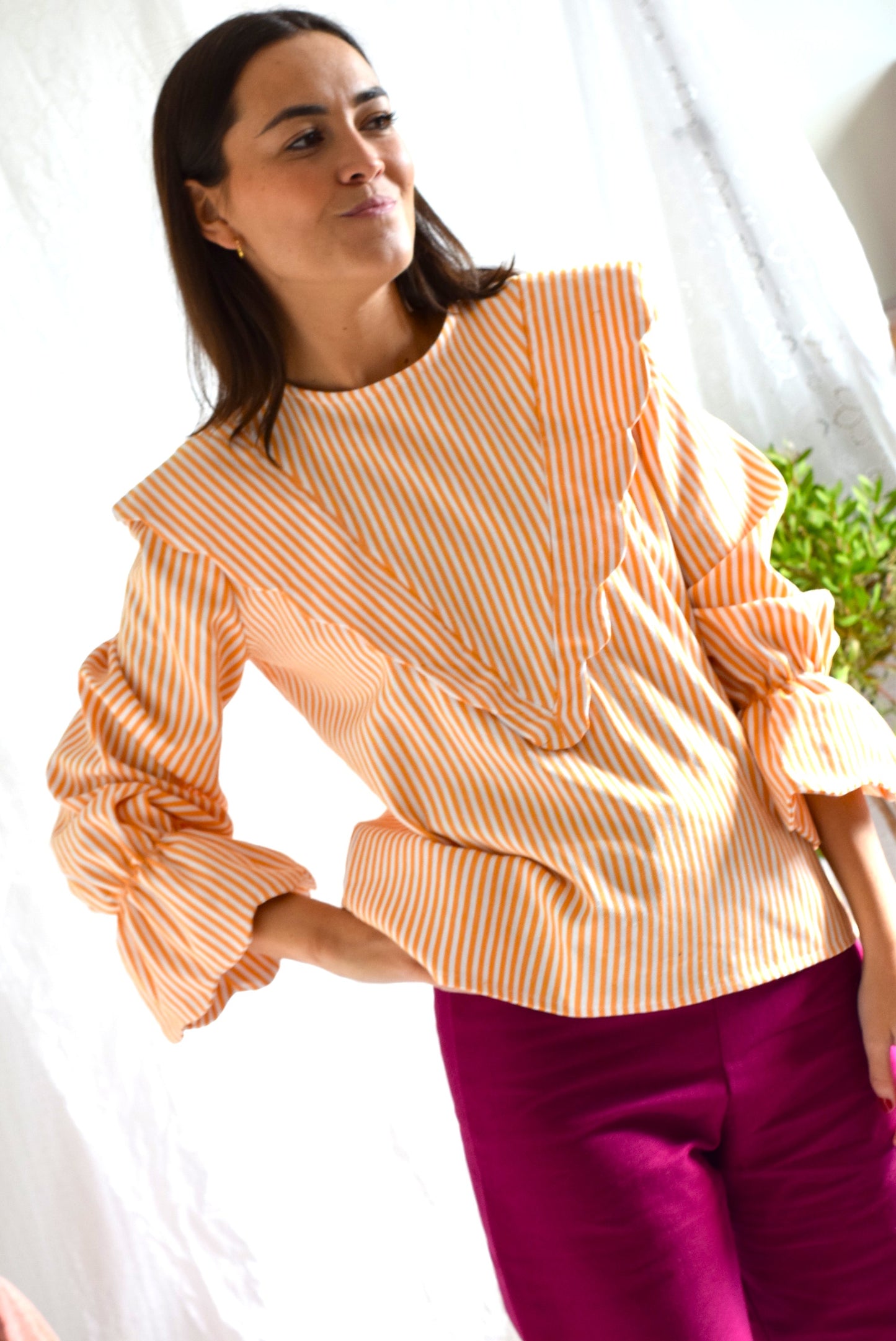 BLUSA LOLA - RAYAS SALMÓN