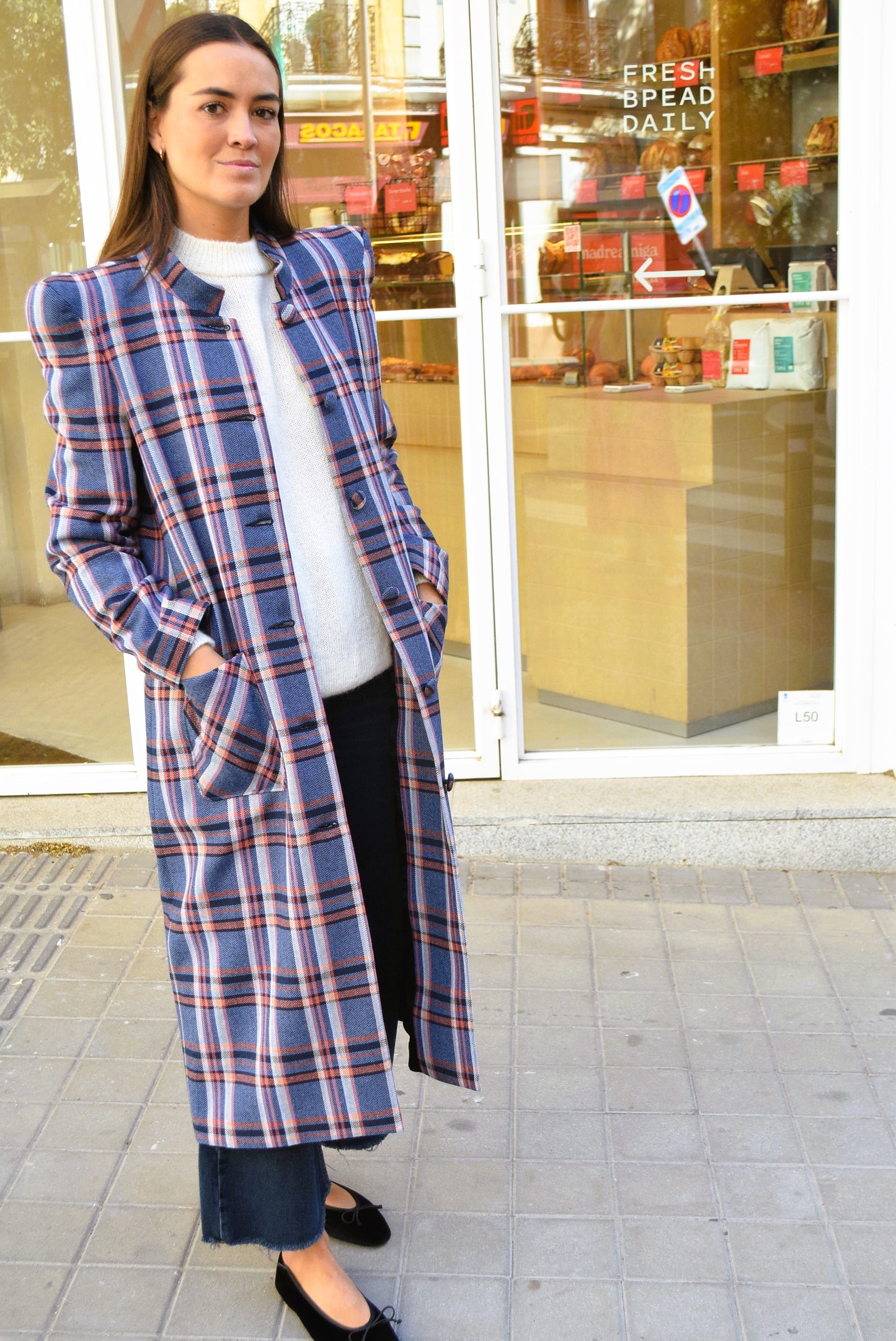 ABRIGO FILIPA - TARTAN AZUL -