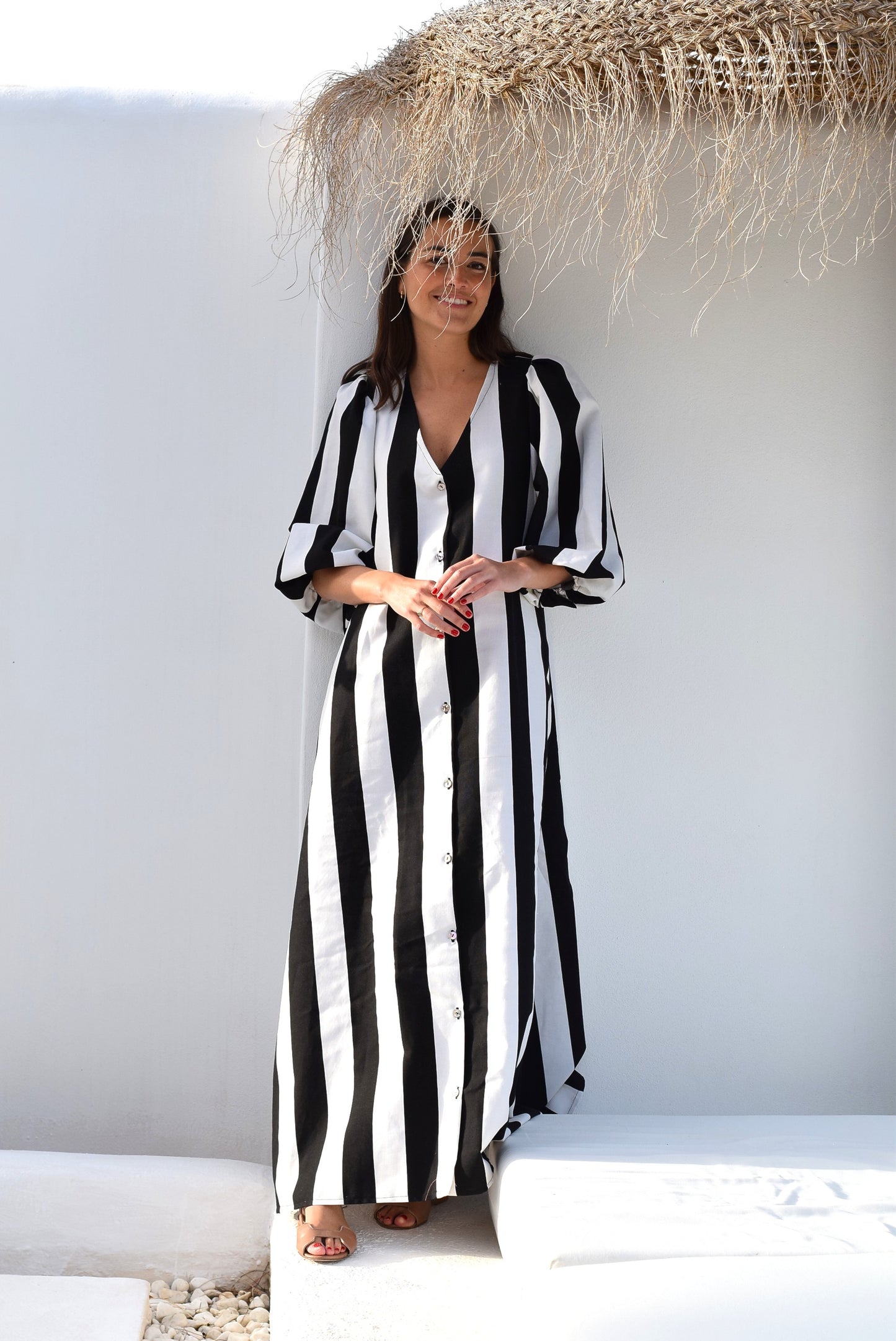 VESTIDO EUGENIA - RAYAS NEGRAS Y BLANCAS -