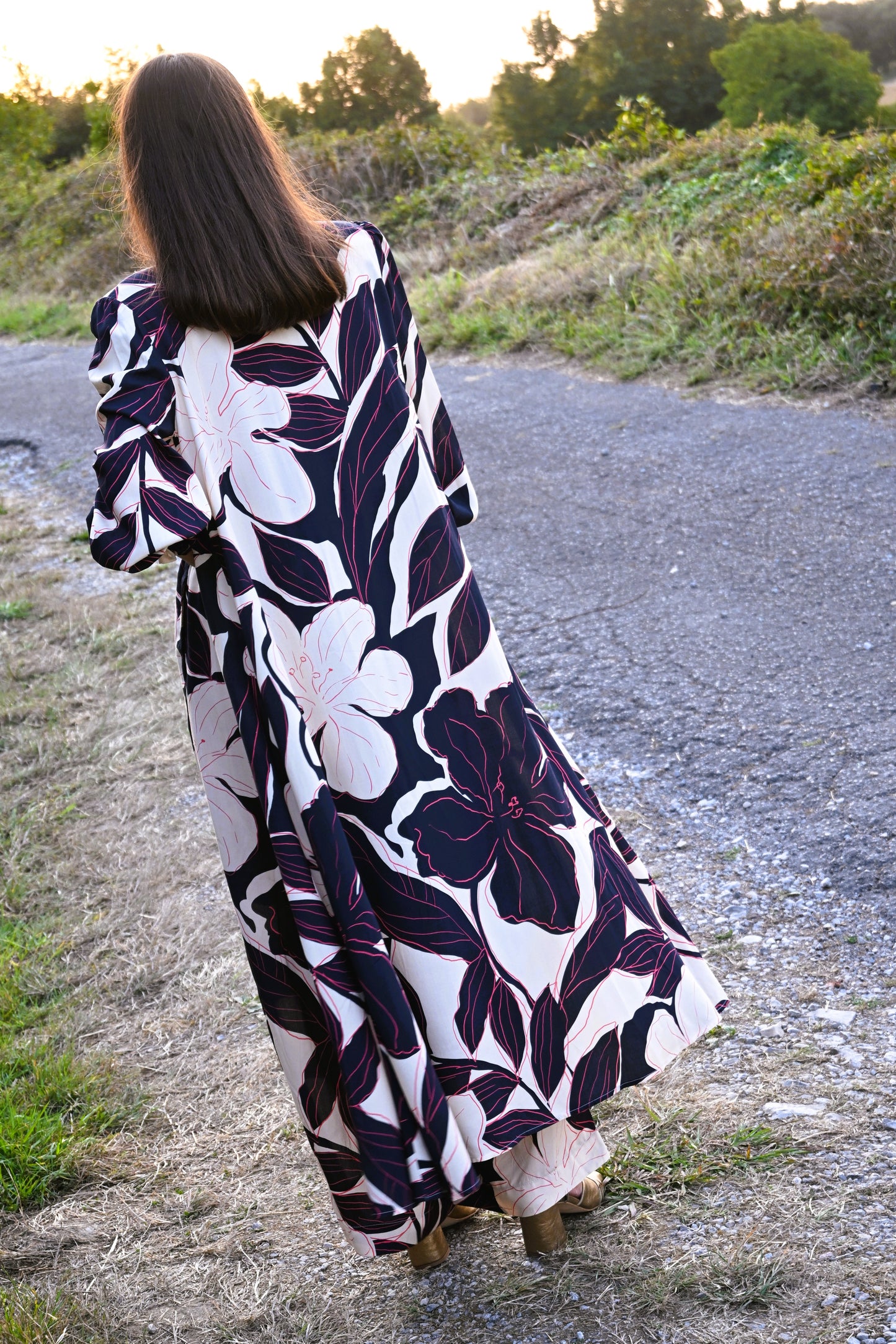 KIMONO  - VESTIDO MANUELA - FLOR MARINO