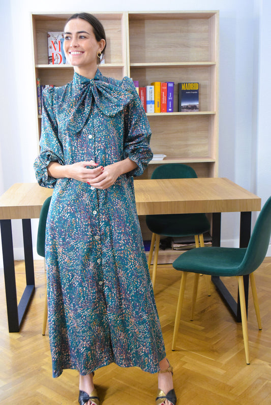 VESTIDO RAFAELA - MOTAS VERDE -