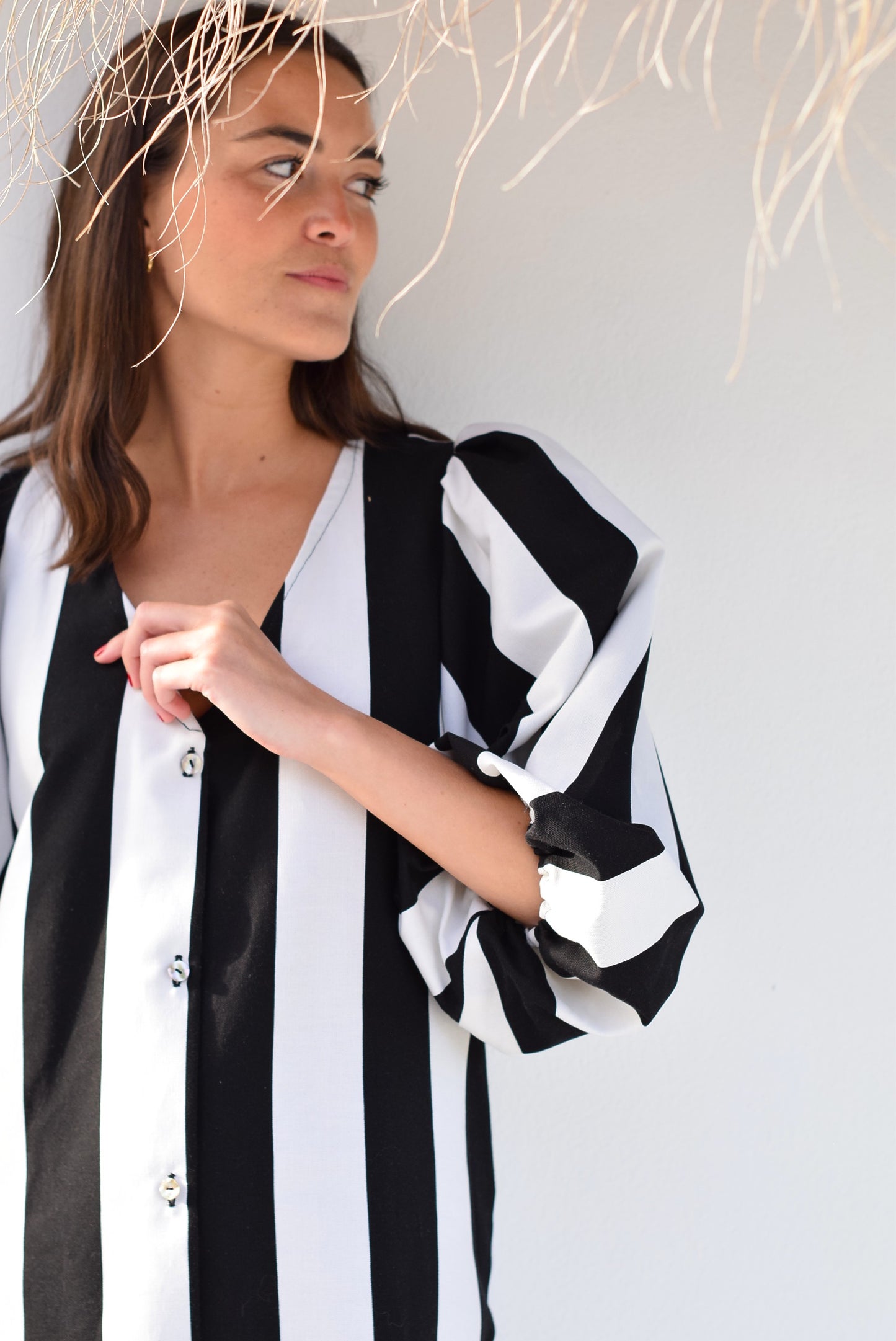 VESTIDO EUGENIA - RAYAS NEGRAS Y BLANCAS -