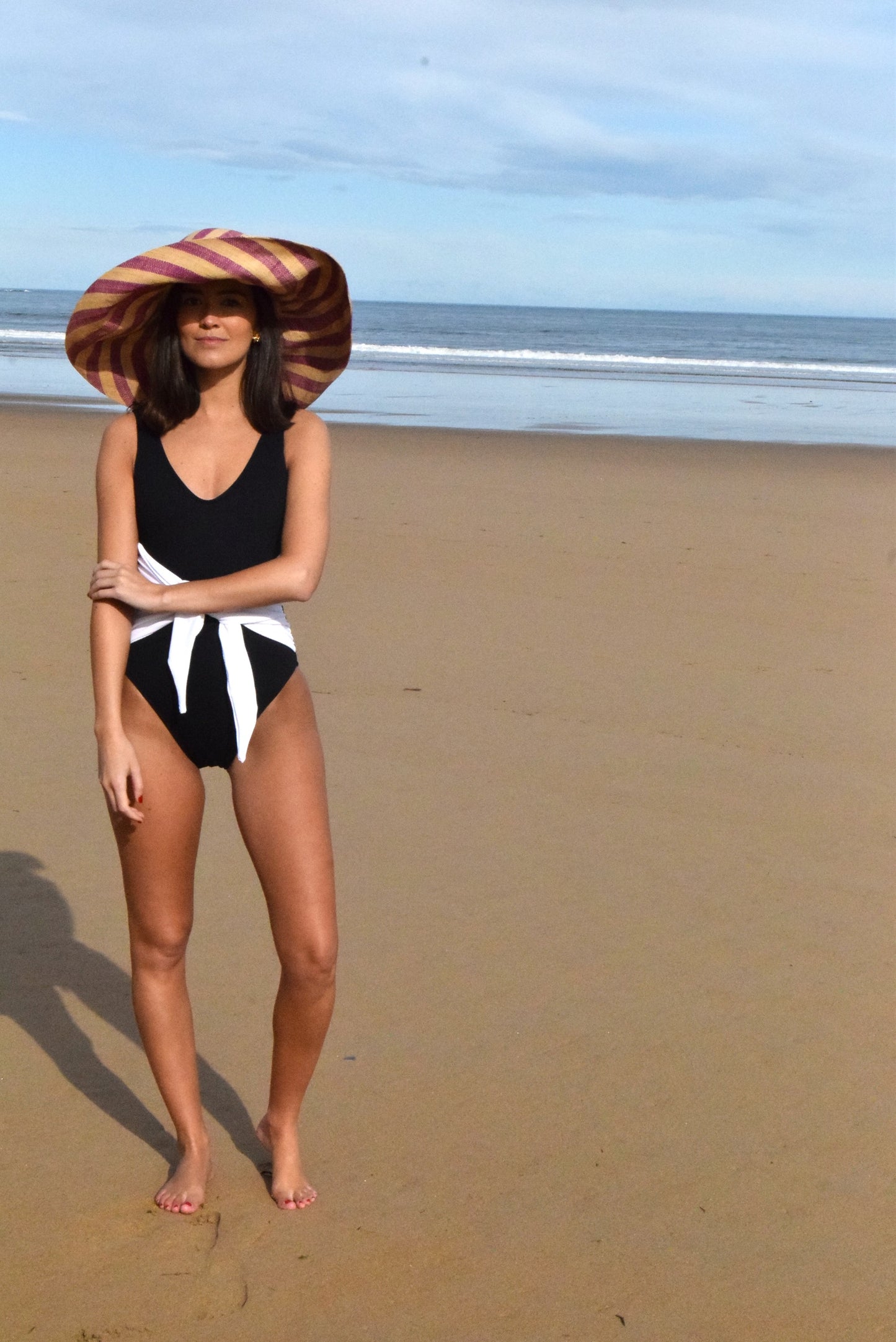 SWIMSUIT - HILDA - BLACK WITH WHITE -