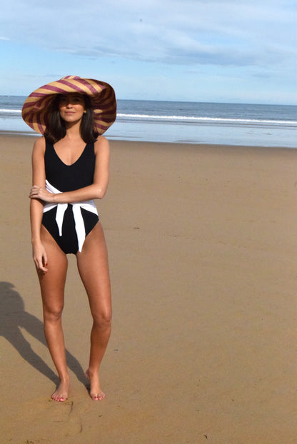SWIMSUIT - HILDA - BLACK WITH WHITE -