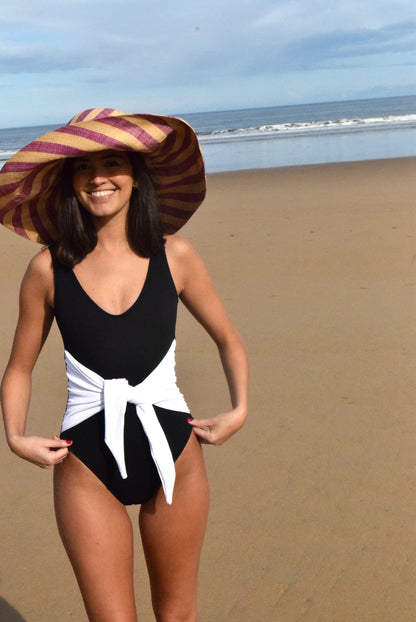 SWIMSUIT - HILDA - BLACK WITH WHITE -