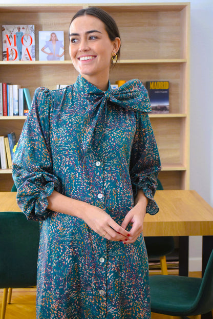 VESTIDO RAFAELA - MOTAS VERDE -