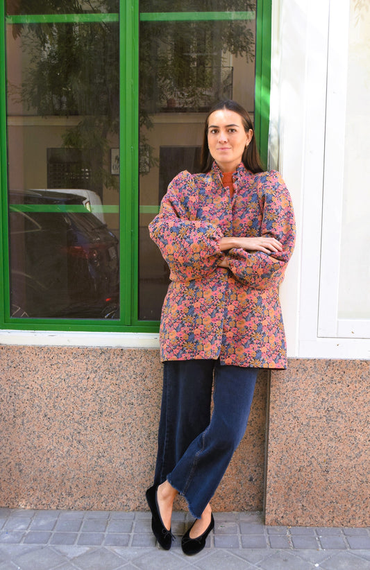 ABRIGO EUGENIA - FLORES NARANJA -