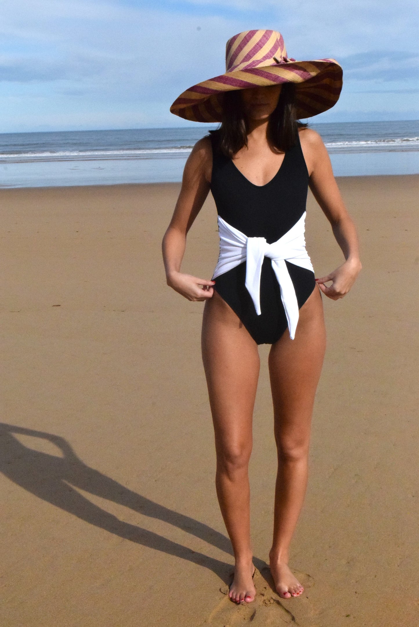 SWIMSUIT - HILDA - BLACK WITH WHITE -