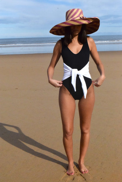SWIMSUIT - HILDA - BLACK WITH WHITE -