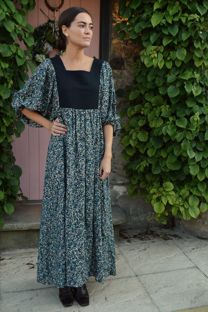 VESTIDO SIMONETA - FLORES AZUL  -