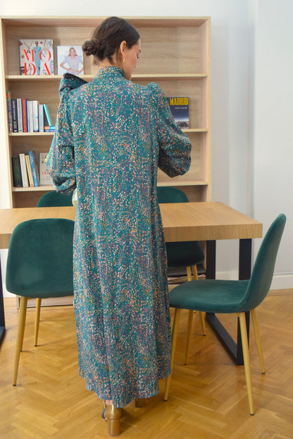 VESTIDO RAFAELA - MOTAS VERDE -