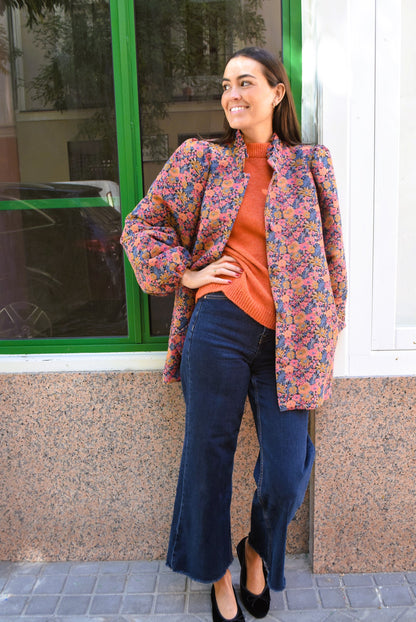 ABRIGO EUGENIA - FLORES NARANJA -