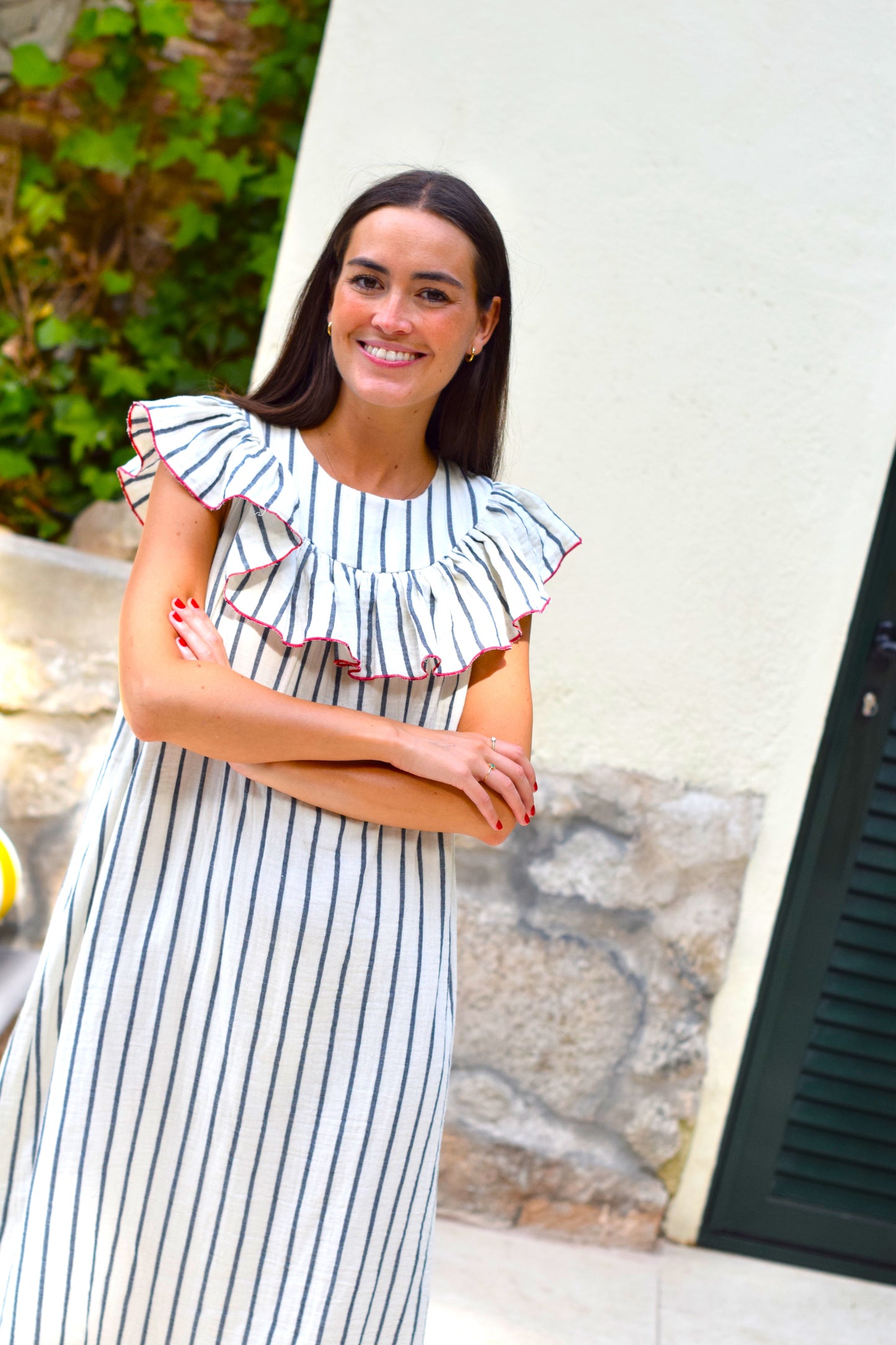 VESTIDO CONSTANZA - RAYAS MARINO - PREORDER 5 JULIO