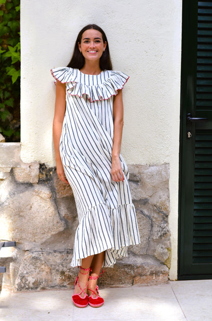 VESTIDO CONSTANZA - RAYAS MARINO - PREORDER 5 JULIO