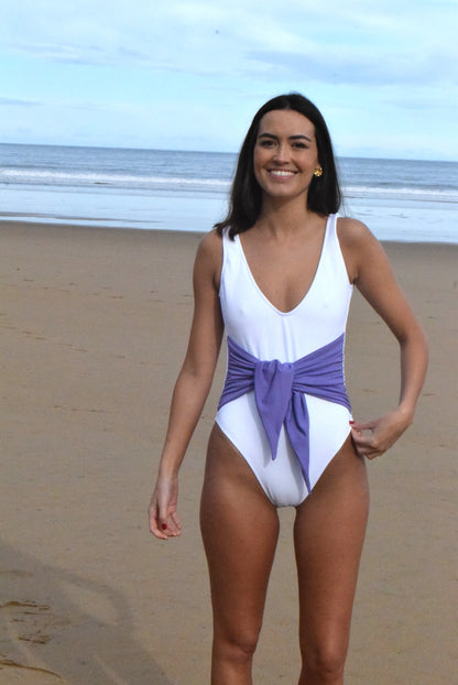 TRAJE DE BAÑO - HILDA - BLANCO CON MALVA