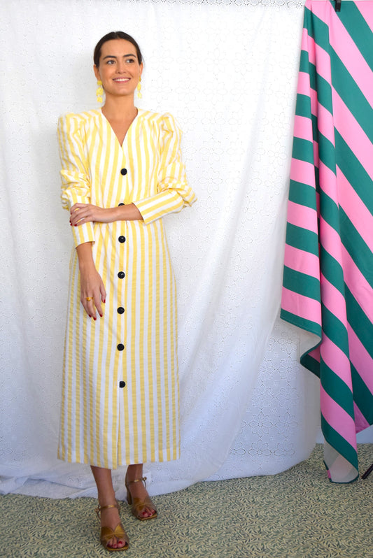 FABIOLA DRESS - YELLOW STRIPES -