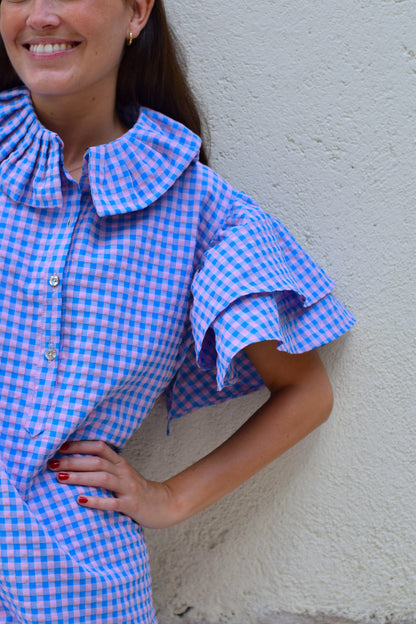 VESTIDO CATALINA - VICHY AZUL Y ROSA - PREORDER 10 JULIO