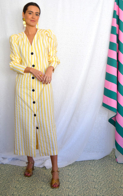 FABIOLA DRESS - YELLOW STRIPES -